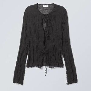 WEEKDAY Crinkle Chiffon Tie Top Size M
